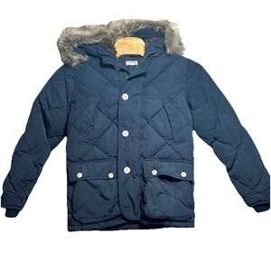 Wallace And Barnes Sawtooth Quilted Down Parka Fur Hood Mens Medium